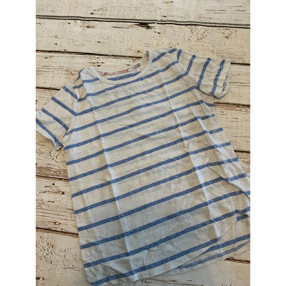 Prince & Fox Blue White Striped Short Sleeve Crew Neck Slub Knit Tee XS